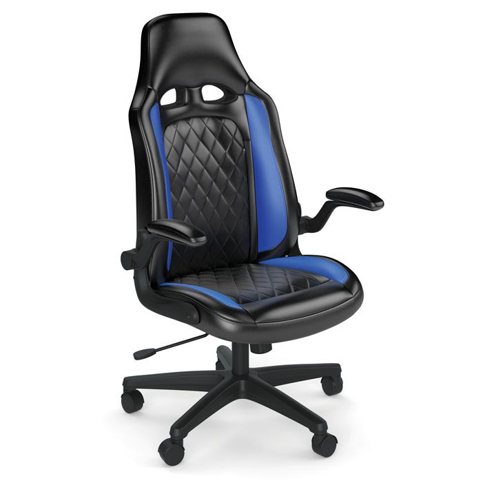 Office Source Blue Striker High Back Gaming Chair with Black Frame