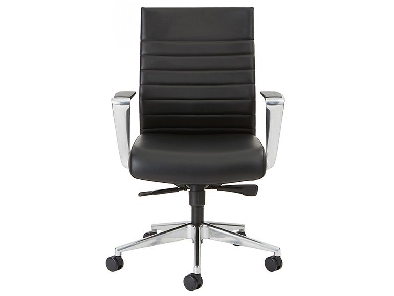 New Beniia Etano CL conference chair has  Jet Black upholstery with polished aluminum base and polished aluminum armrests.Features:- Synchro tilt mechanism with 3-position lock- Adjustable tilt tension- 4?Axis adjustable armrests with 