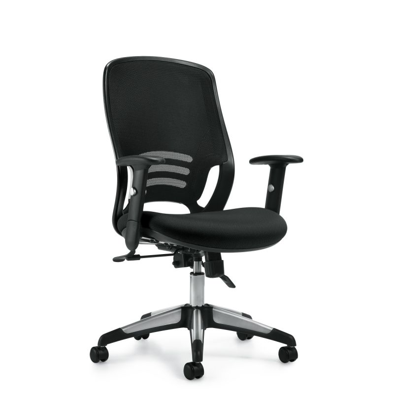 Offices to Go Black High Back Mesh Back Synchro-Tilter Task Chair with Infinite Position Tilt Lock