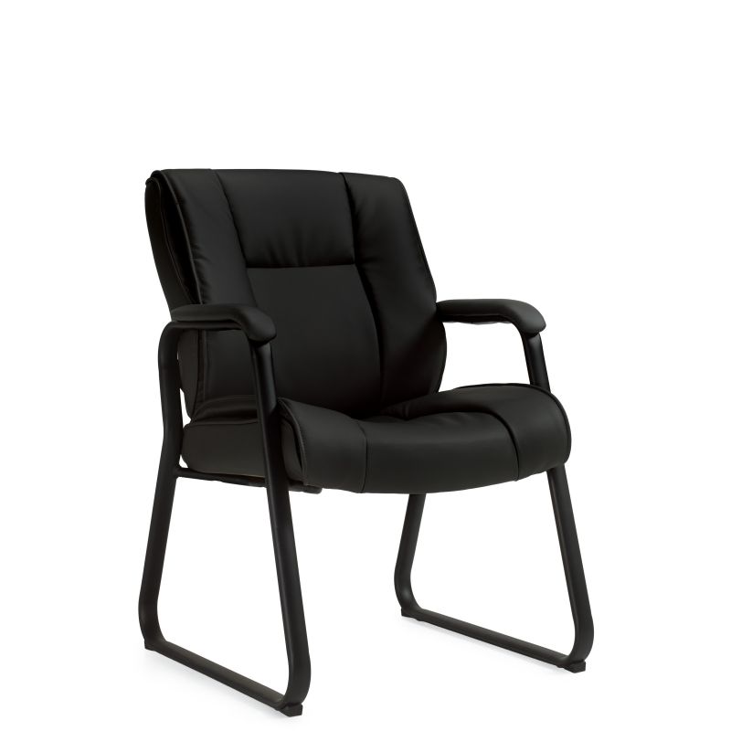 Offices to Go Luxhide Guest Chair with Black Mock Leather Trim