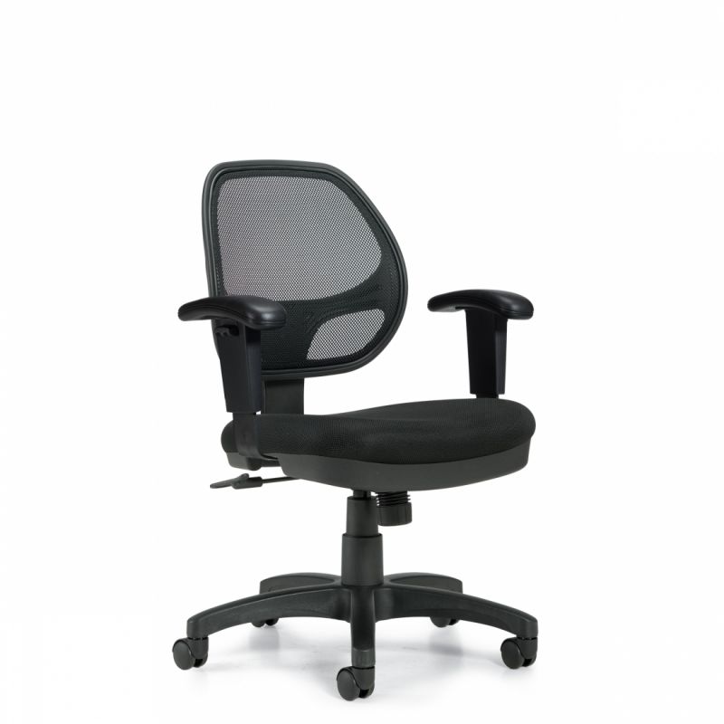 Offices to Go Black Rounded Mid Back Mesh Back Synchro-Tilter Task Chair