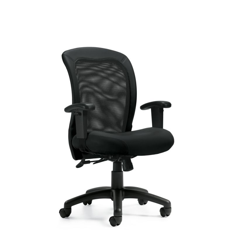 Offices to Go Black Mesh Back Tilter Task Chair with Seat Depth Adjustment