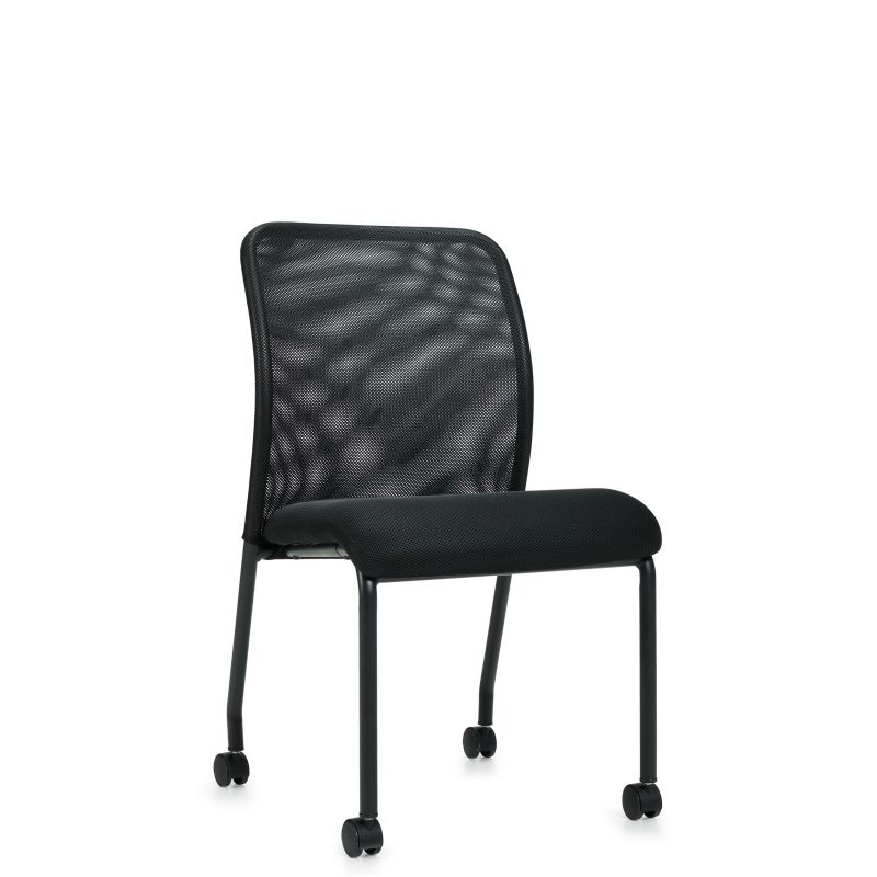 Offices to Go Armless Mesh Back Guest Chair with Casters