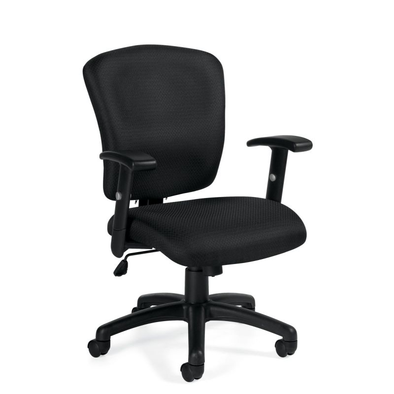 Offices to Go Black Tilter Task Chair with Polyurethane Armrests