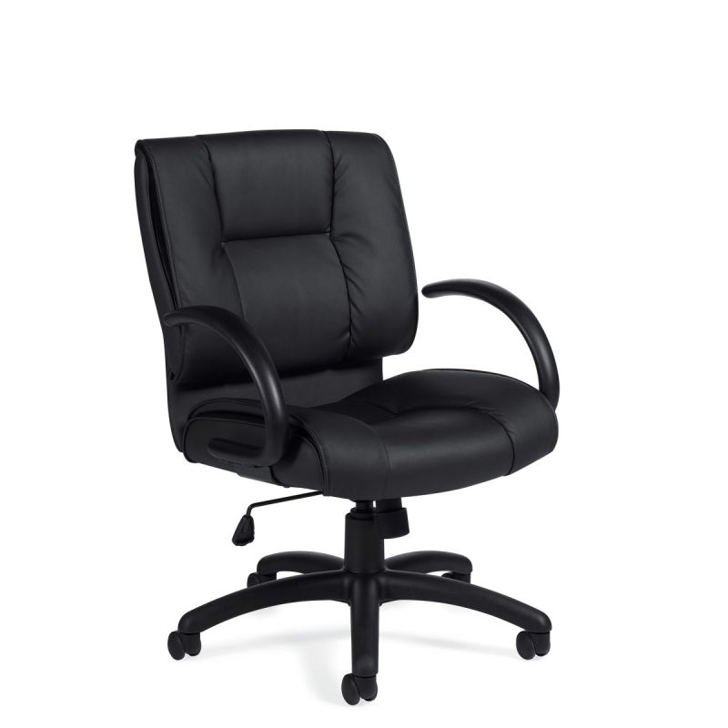 Offices to Go Black Mid Back Luxhide Tilter Conference Chair