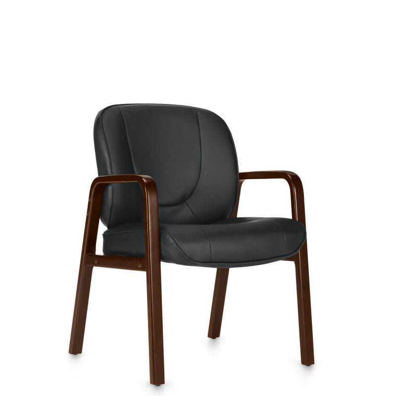 Offices to Go Luxhide Guest Chair with Wood Accents