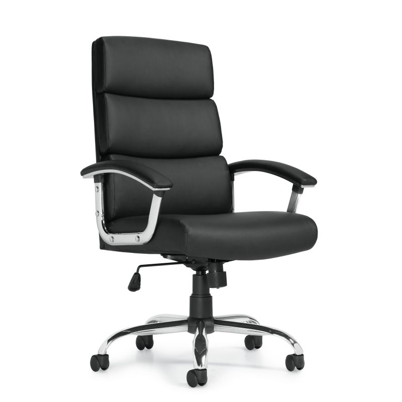 Offices to Go Black High Back Luxhide Segmented Cushion Tilter Conference Chair 