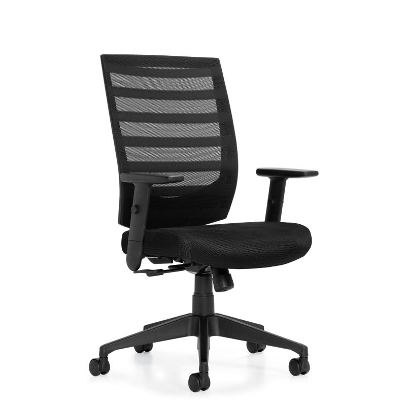 Offices to Go Black High Back Mesh Back Tilter Task Chair with Single Position Tilt Lock