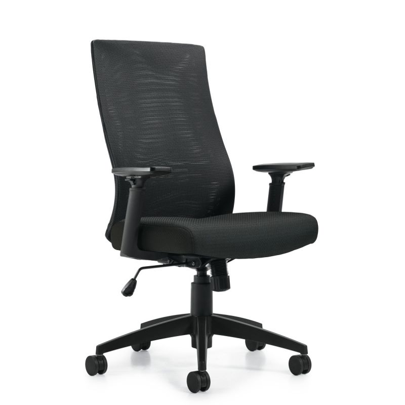 Offices to Go Black Mesh Back Synchro Tilter Task Chair with Single Position Tilt Lock