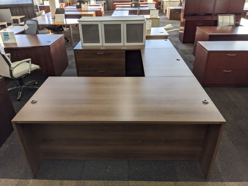 Cherryman U-Shaped Desk w/ Overhead (Park Walnut) LH