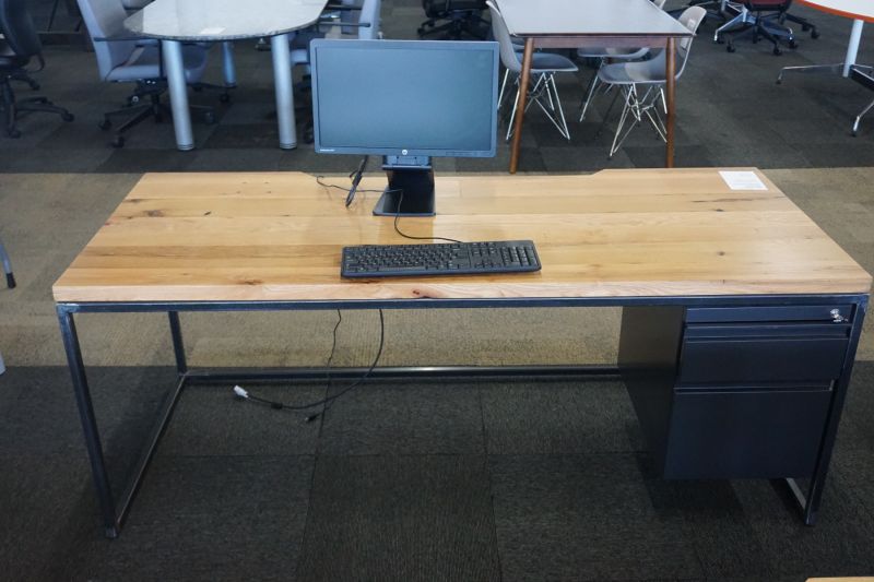 6' Custom Industrial Table Desk (Walnut Plank) RH