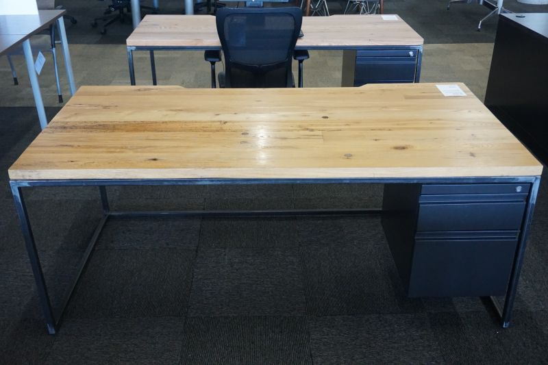6' Custom Industrial Table Desk (Walnut Plank) RH