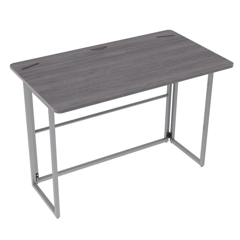 OfficeSource Any Space WFH Collection Mobile Folding Desk with Silver Frame
