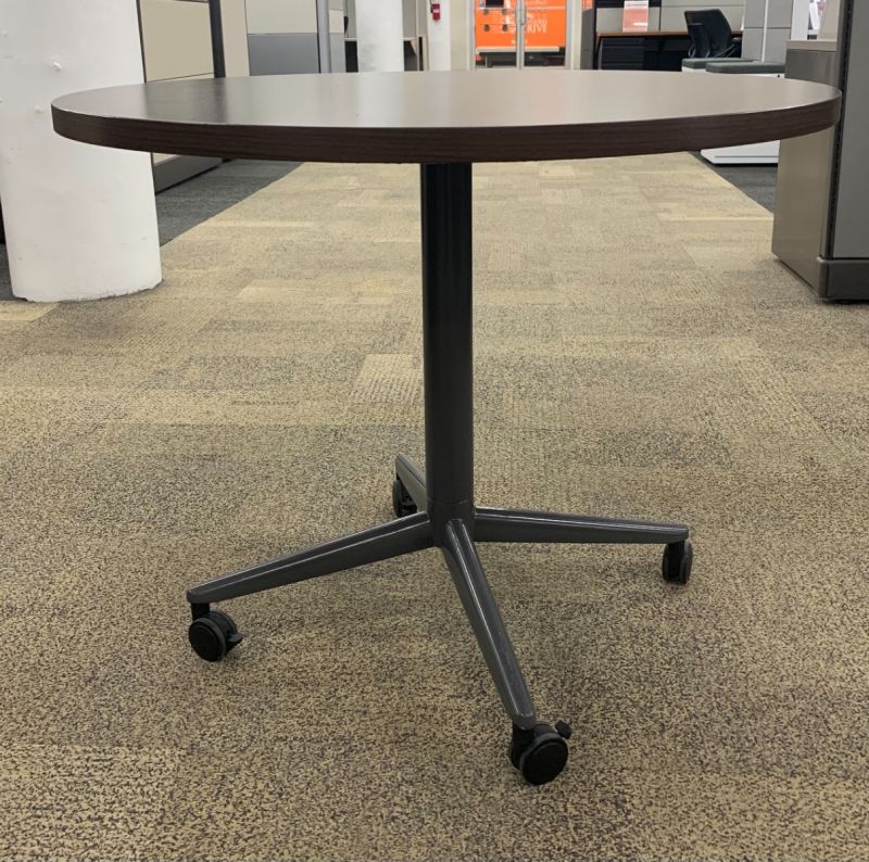 3' Allsteel Round Teaming Table (Mahogany)