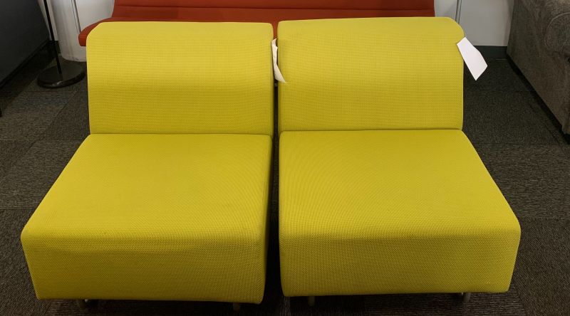 Pair of Coalesse Bix Lounge Chairs (Lime Green)