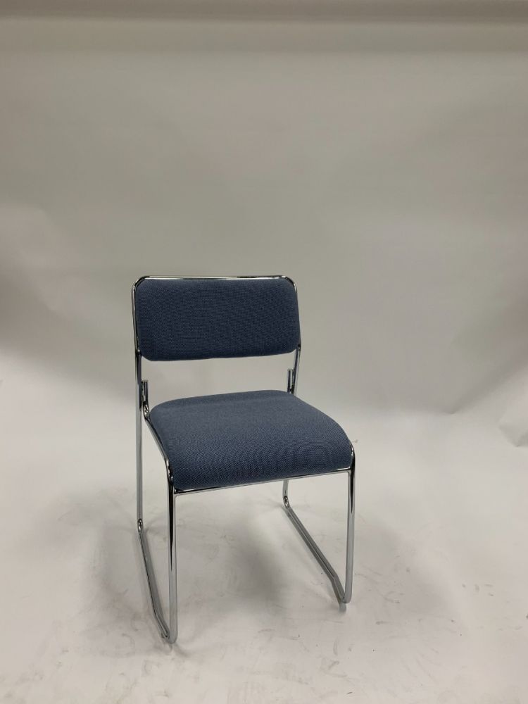 Sled-Base Side Chair (Light Blue Patterned)