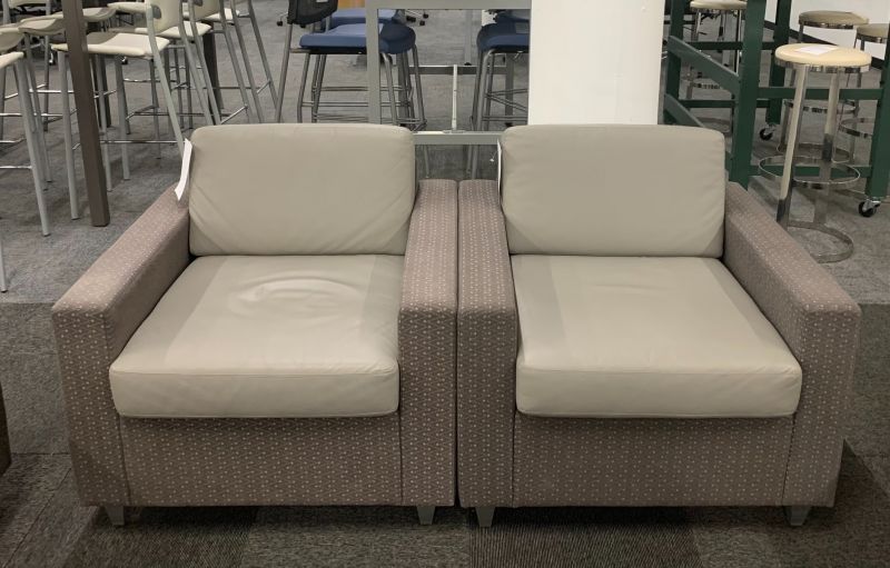 Pair of Bernhardt Lounge Chairs (Grey Dots/Zig-Zags)