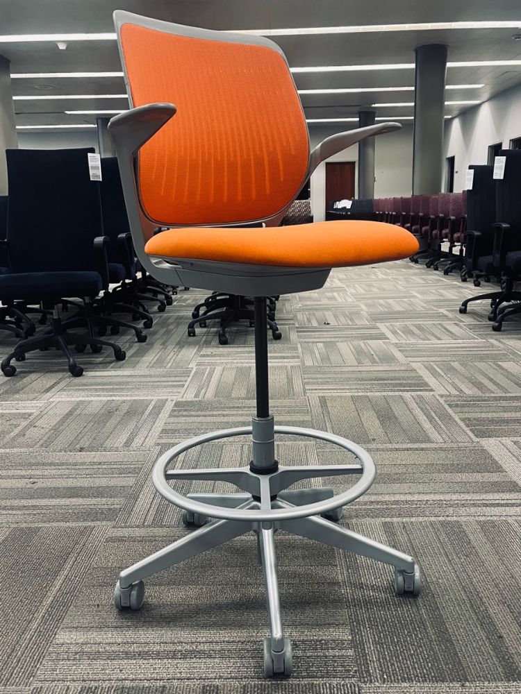 Steelcase Cobi Stool Chair (Orange/Silver)