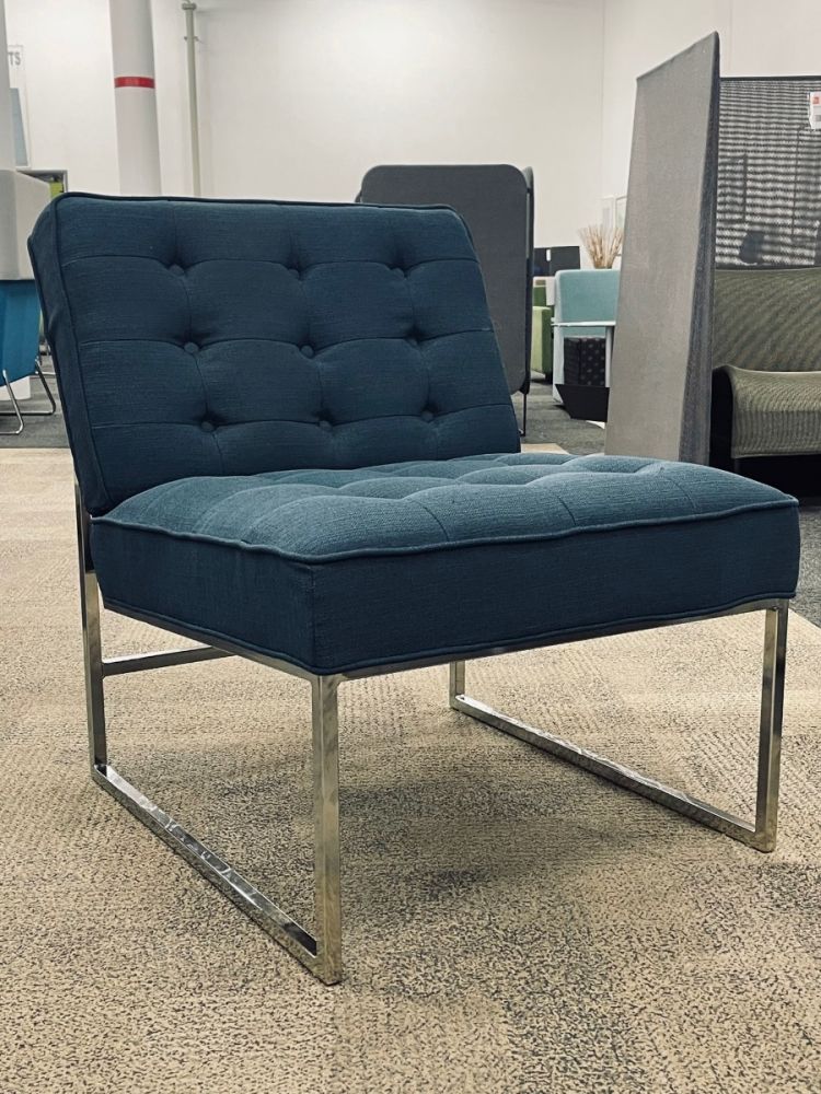 Office Star Lounge Chair (Blue/Chrome)