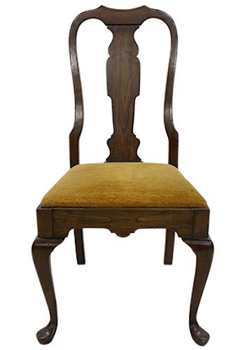 Walnut Veneer Wood Side Chair (Mustard)