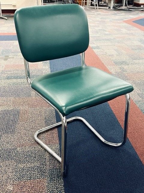 Green Vinyl Sled Base Stack Chair