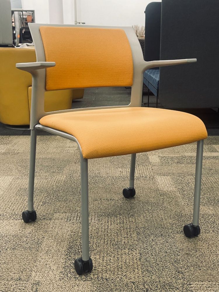 Steelcase Move Guest Side Chair w/ Caster's (Grey/Orange)