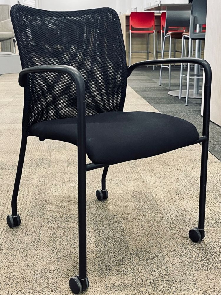 SitOnIt Focus Stack Chair w/ Casters (Black/Black)
