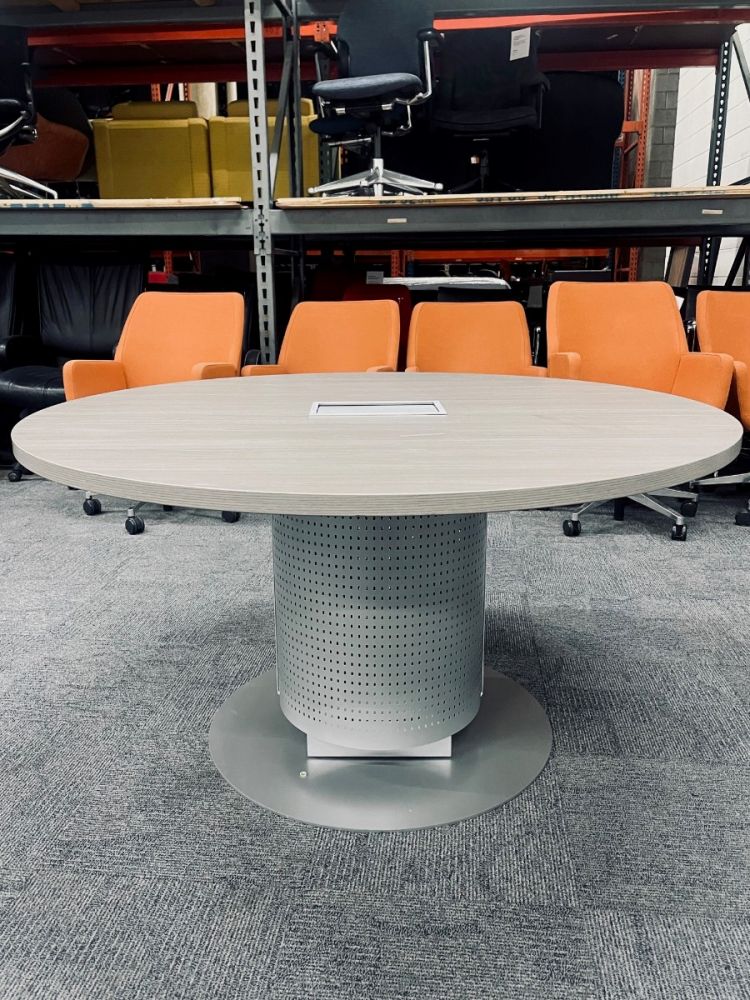 54" Round Grey Laminate Conference Table