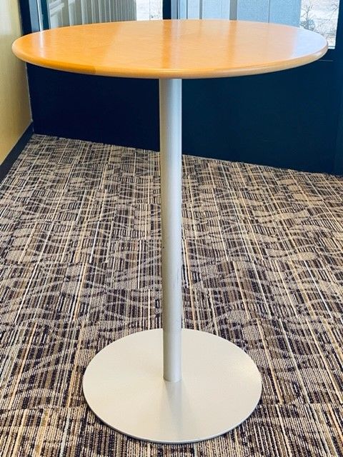Steelcase 31" Round Maple Cafe Bar Height Table